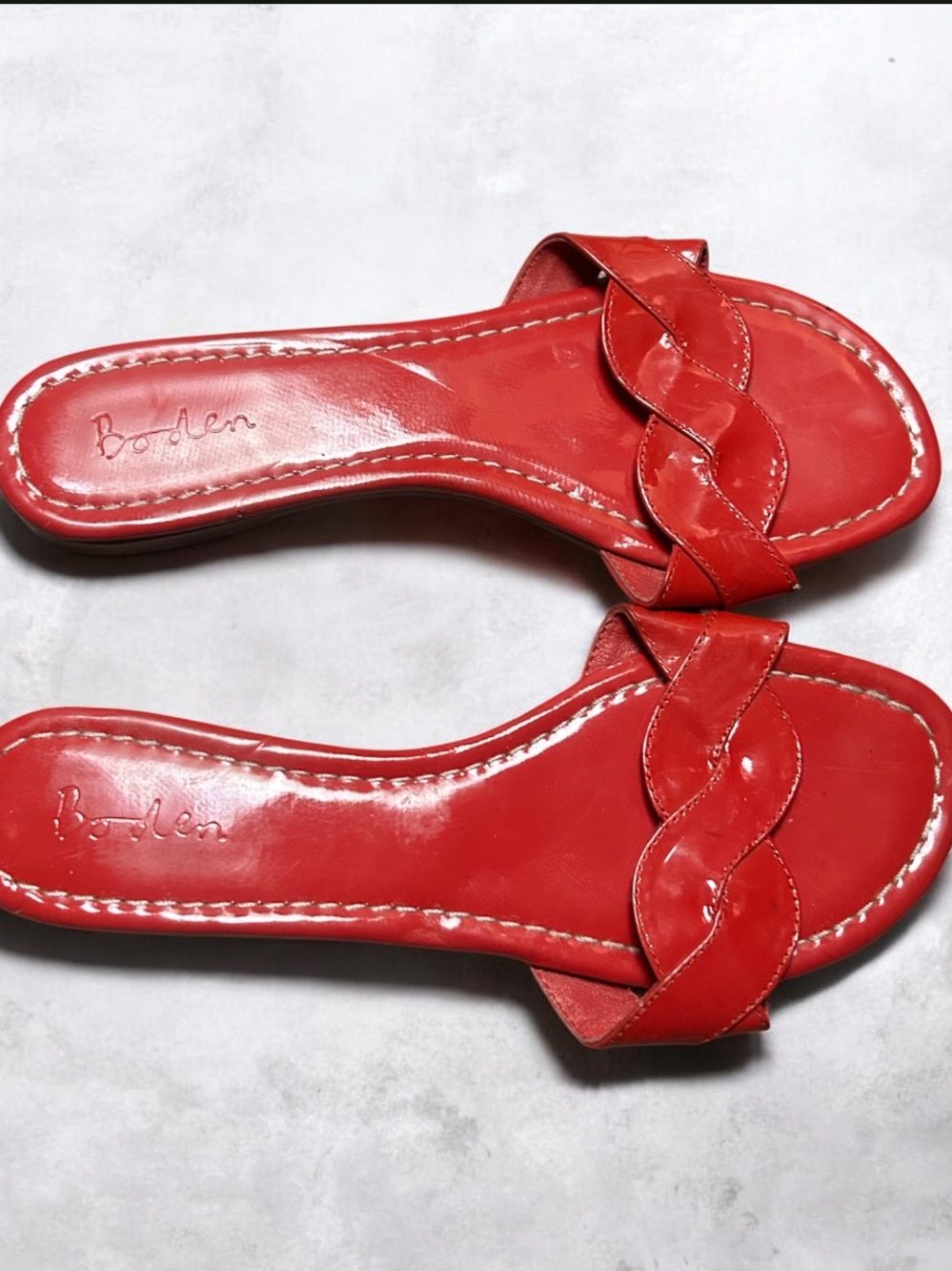Boden Italian Patent Leather FlatSandals In Red Size 39
